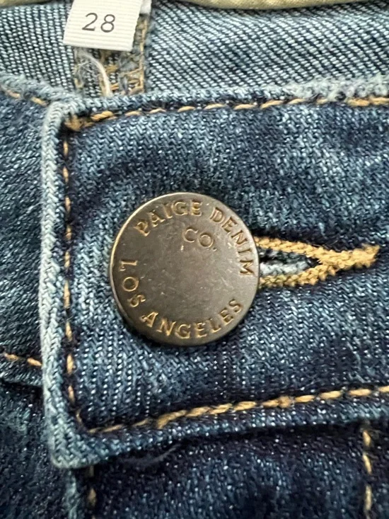Paige Jimmy Jimmy Distressed Medium Blue Crop Stretch Denim Jeans - Size 28 - Picture 7 of 13